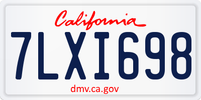 CA license plate 7LXI698