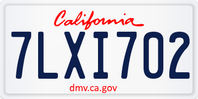 CA license plate 7LXI702