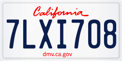 CA license plate 7LXI708