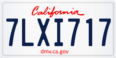 CA license plate 7LXI717