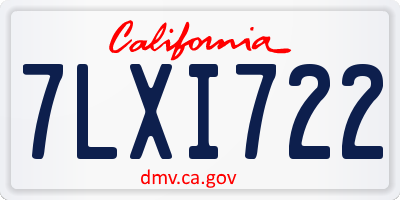 CA license plate 7LXI722