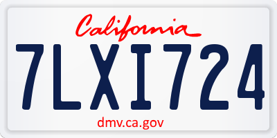 CA license plate 7LXI724