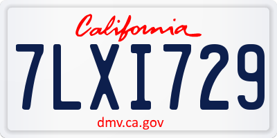 CA license plate 7LXI729