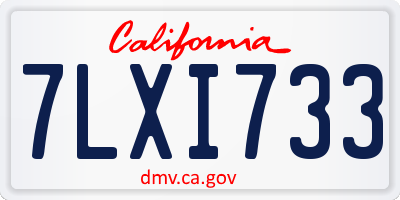 CA license plate 7LXI733