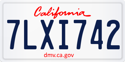 CA license plate 7LXI742