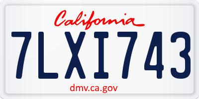 CA license plate 7LXI743