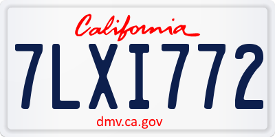 CA license plate 7LXI772