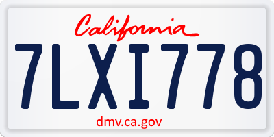 CA license plate 7LXI778