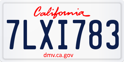 CA license plate 7LXI783