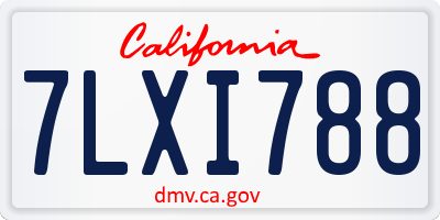 CA license plate 7LXI788