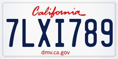 CA license plate 7LXI789