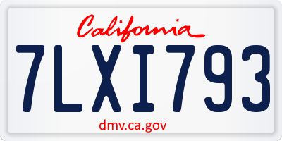 CA license plate 7LXI793