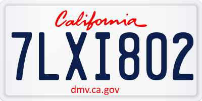 CA license plate 7LXI802