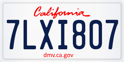 CA license plate 7LXI807