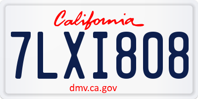 CA license plate 7LXI808