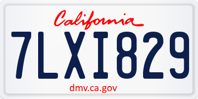 CA license plate 7LXI829