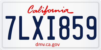 CA license plate 7LXI859