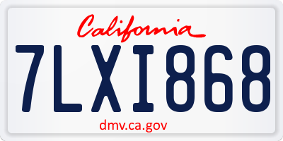 CA license plate 7LXI868