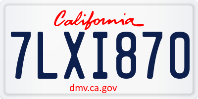 CA license plate 7LXI870