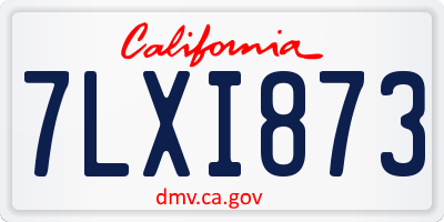 CA license plate 7LXI873