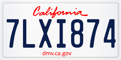 CA license plate 7LXI874