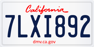 CA license plate 7LXI892
