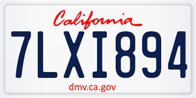 CA license plate 7LXI894