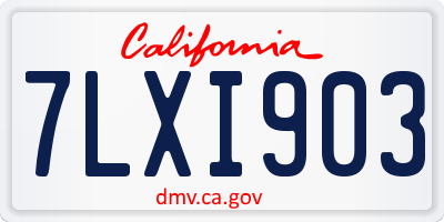 CA license plate 7LXI903