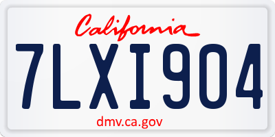 CA license plate 7LXI904