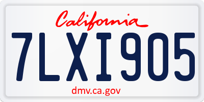 CA license plate 7LXI905