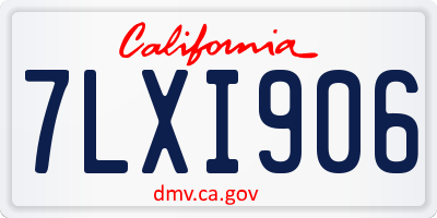 CA license plate 7LXI906