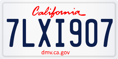 CA license plate 7LXI907