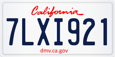 CA license plate 7LXI921