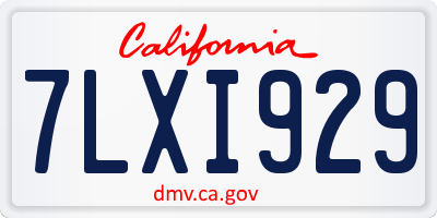 CA license plate 7LXI929