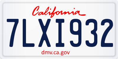 CA license plate 7LXI932