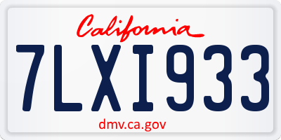 CA license plate 7LXI933