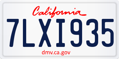 CA license plate 7LXI935