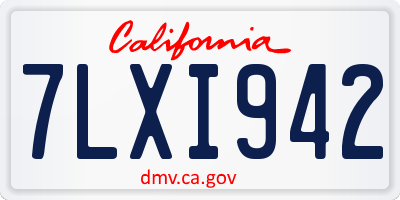 CA license plate 7LXI942
