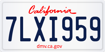 CA license plate 7LXI959