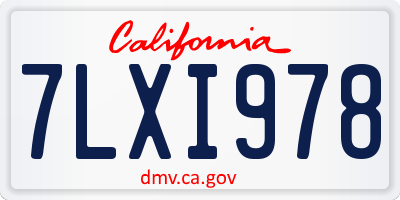 CA license plate 7LXI978
