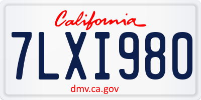 CA license plate 7LXI980