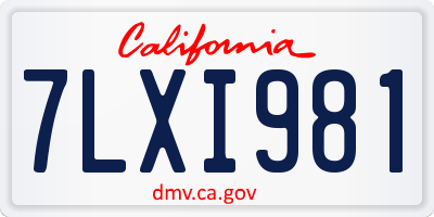 CA license plate 7LXI981