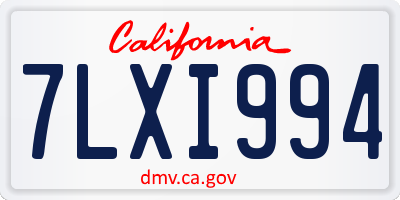 CA license plate 7LXI994