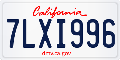 CA license plate 7LXI996