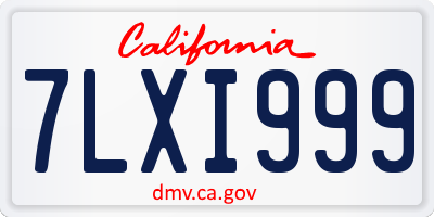 CA license plate 7LXI999