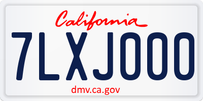 CA license plate 7LXJ000