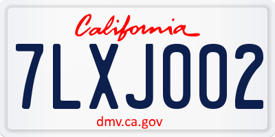 CA license plate 7LXJ002