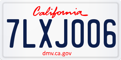 CA license plate 7LXJ006