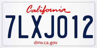 CA license plate 7LXJ012