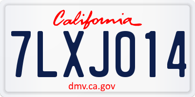 CA license plate 7LXJ014
